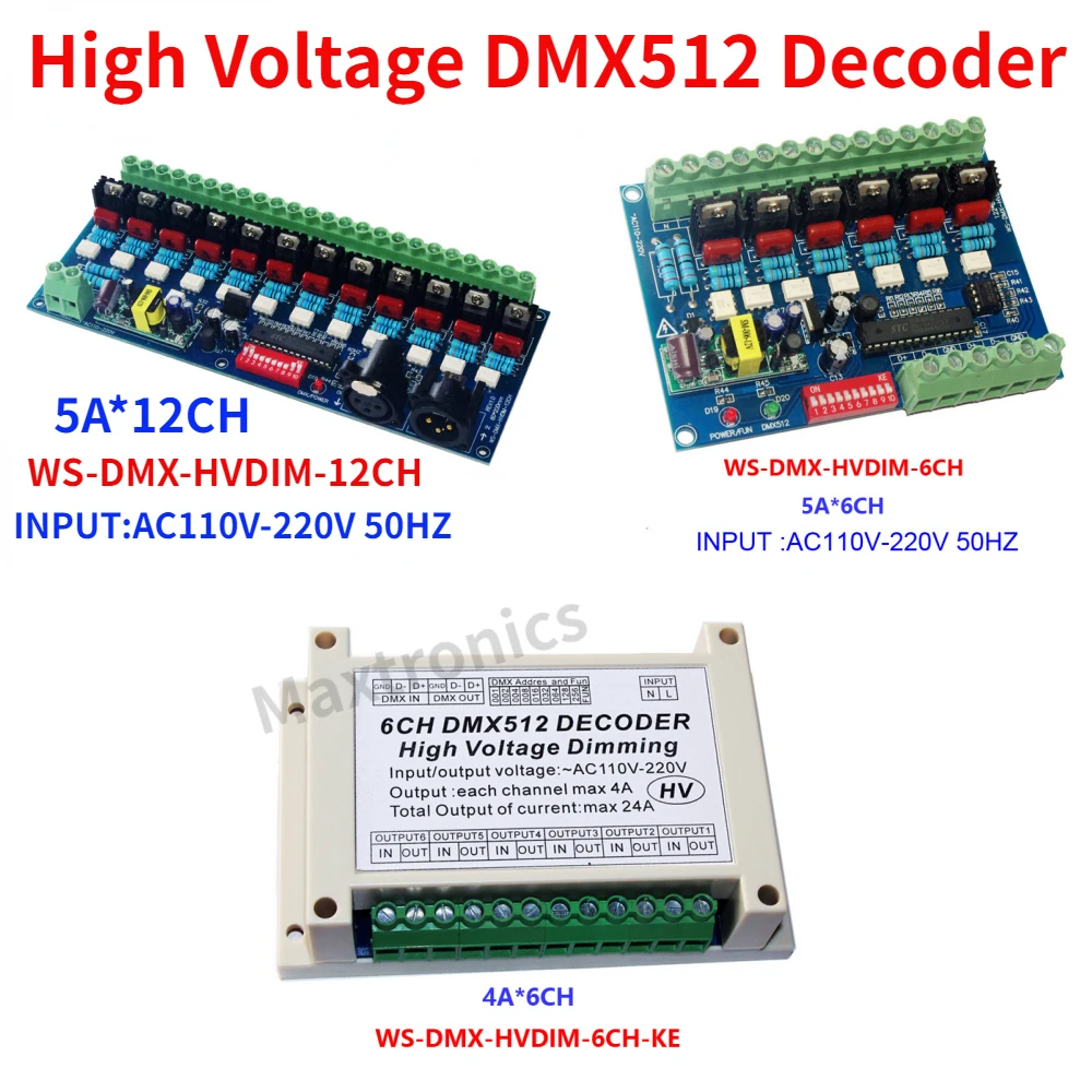 

AC110V-220V высоковольтный DMX512 декодер 6/12 каналов 50 Гц 6/12CH DMX диммер для лампочек накаливания сценическая лампа освещения