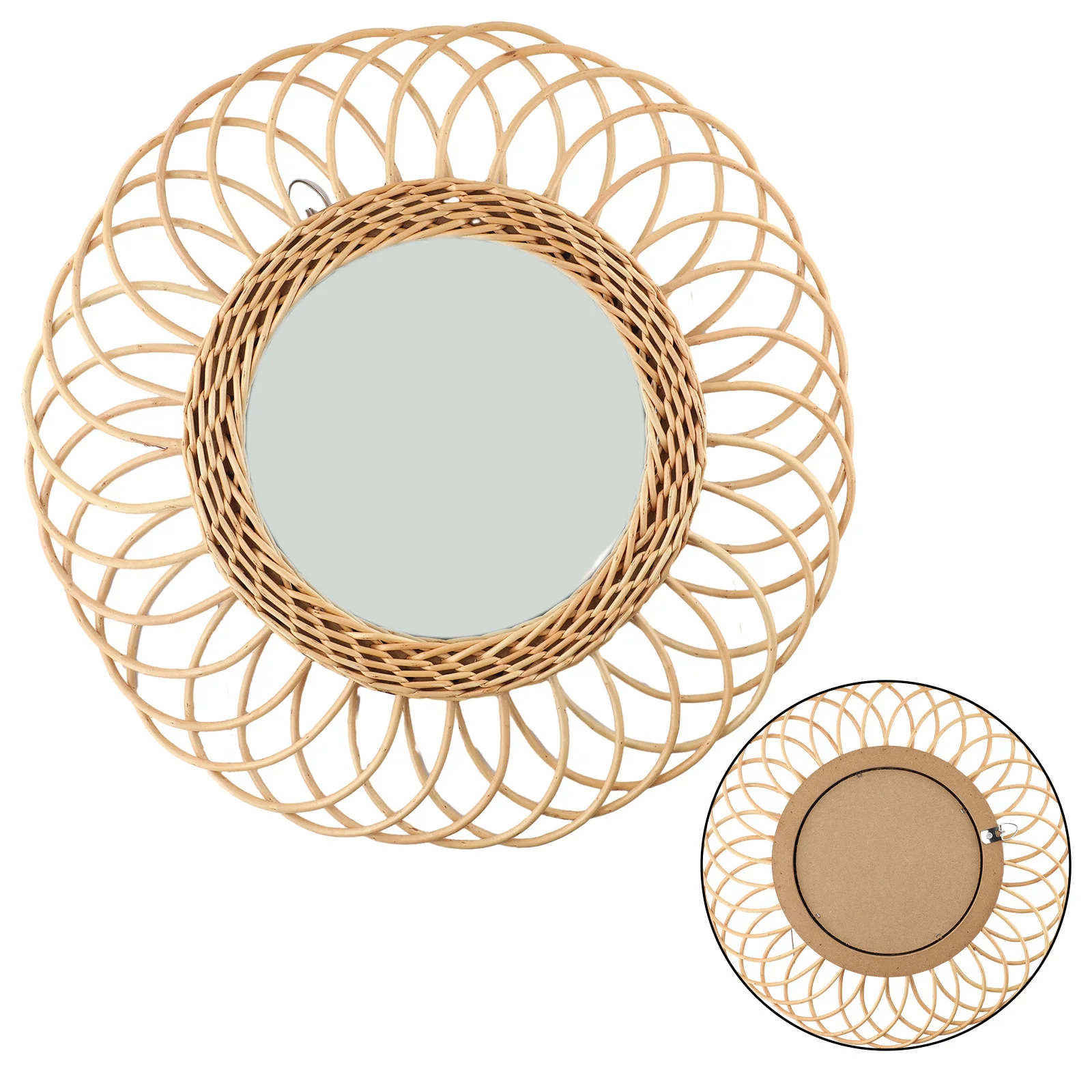 

Wall Mirror Rattan Round Mirror Home Decoration 1pc 40x40cm Khaki Rattan Dressing Mirror Hand-woven Decorative