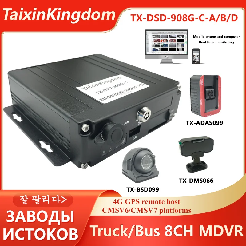 Manufacturer 4CH/8CH SD card storage MDVR 4G GPS remote monitoring support ADAS+BSD+DMS camera
