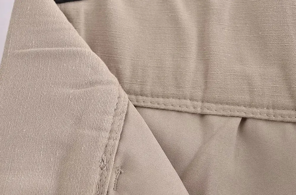 TRAF Women Fashion Side Pockets Linen Bermuda Shorts Vintage High Waist Zipper Fly Female Casual Short Pants Mujer Collocation