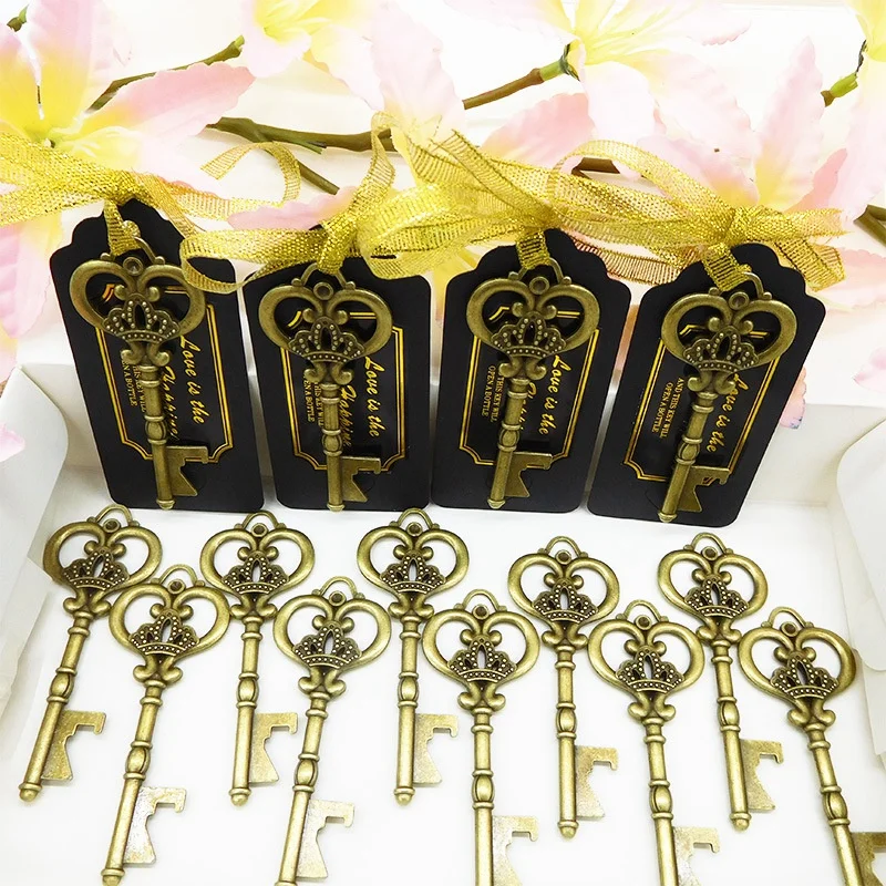 30PCS Vintage Skeleton Key Bottle Opener Wedding Favor With Tag,Engagement Wedding Favors For Guests,Rustic Party Favors