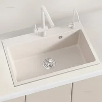Luxury White Kitchen Sink for Dining Room Nordic Fashion Design Kitchen Sinks for Rental Housing Granite Embedded Smooth Sinks 2