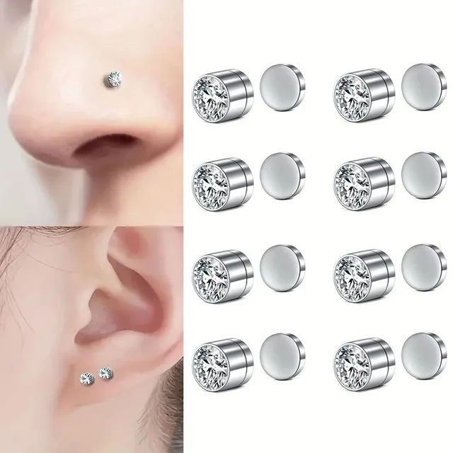 1/4pairs Magnetic Punk Vintage Nose Studs - No Piercing Required, Fashion Women's Piercing-Free Nose Jewelry Set, Stud Earrings