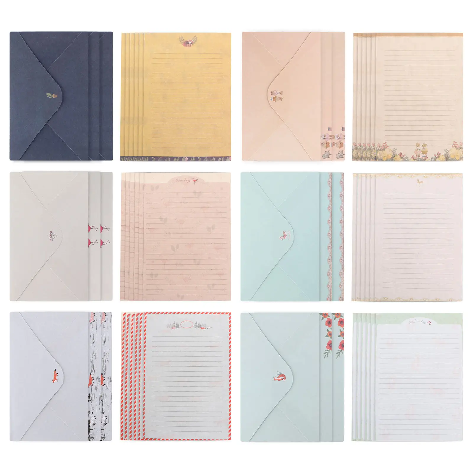 54pcs 4x6 편지 쓰기 세트(봉투 포함) 귀여운 메모 용지 학교 사무실용 문구류 어린이를 위한 사랑스러운 쓰기 용지 세트