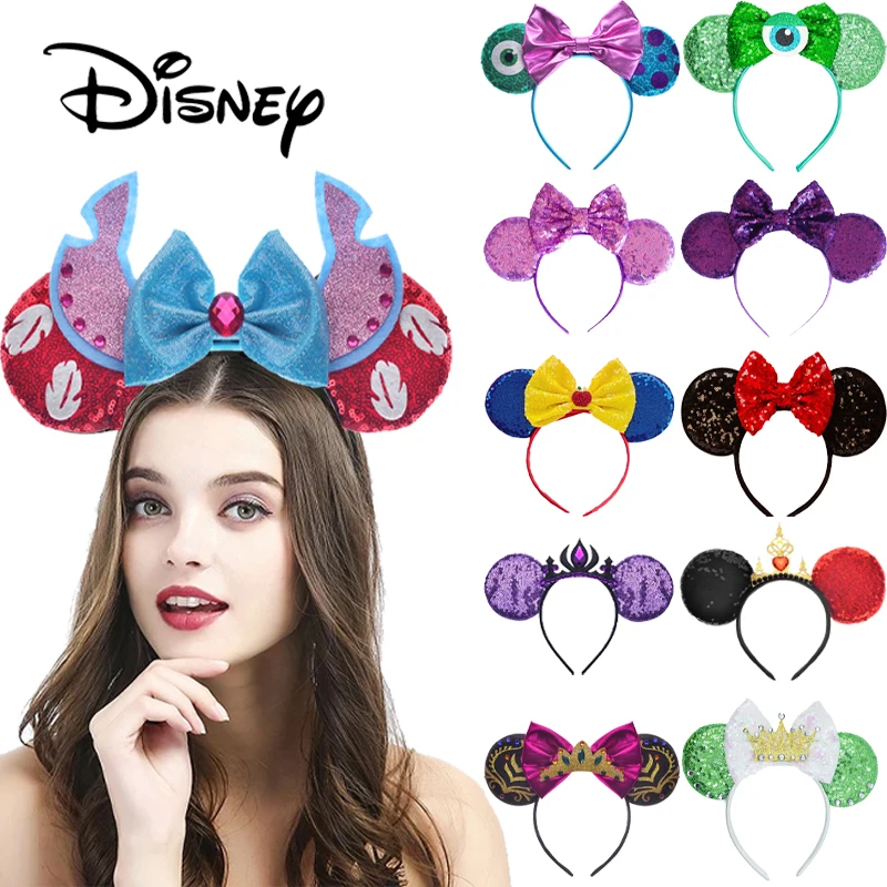 Disney Hairband Mickey Minnie Headband Sequin Bow Birthday Party Disney Hairband Mickey Minnie Headband Sequin Bow Birthday Party