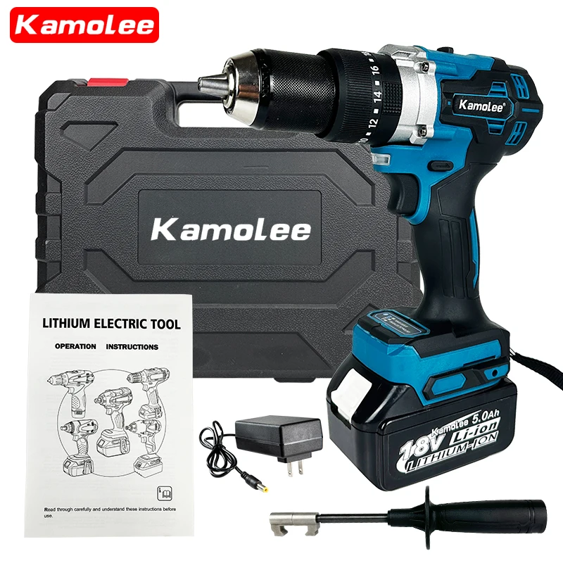 Kamolee 브러시리스 전기 임팩트 드릴, 무선 전기 스크루 드라이버, 가정용 DIY 전동 공구, 마키타 18V 배터리