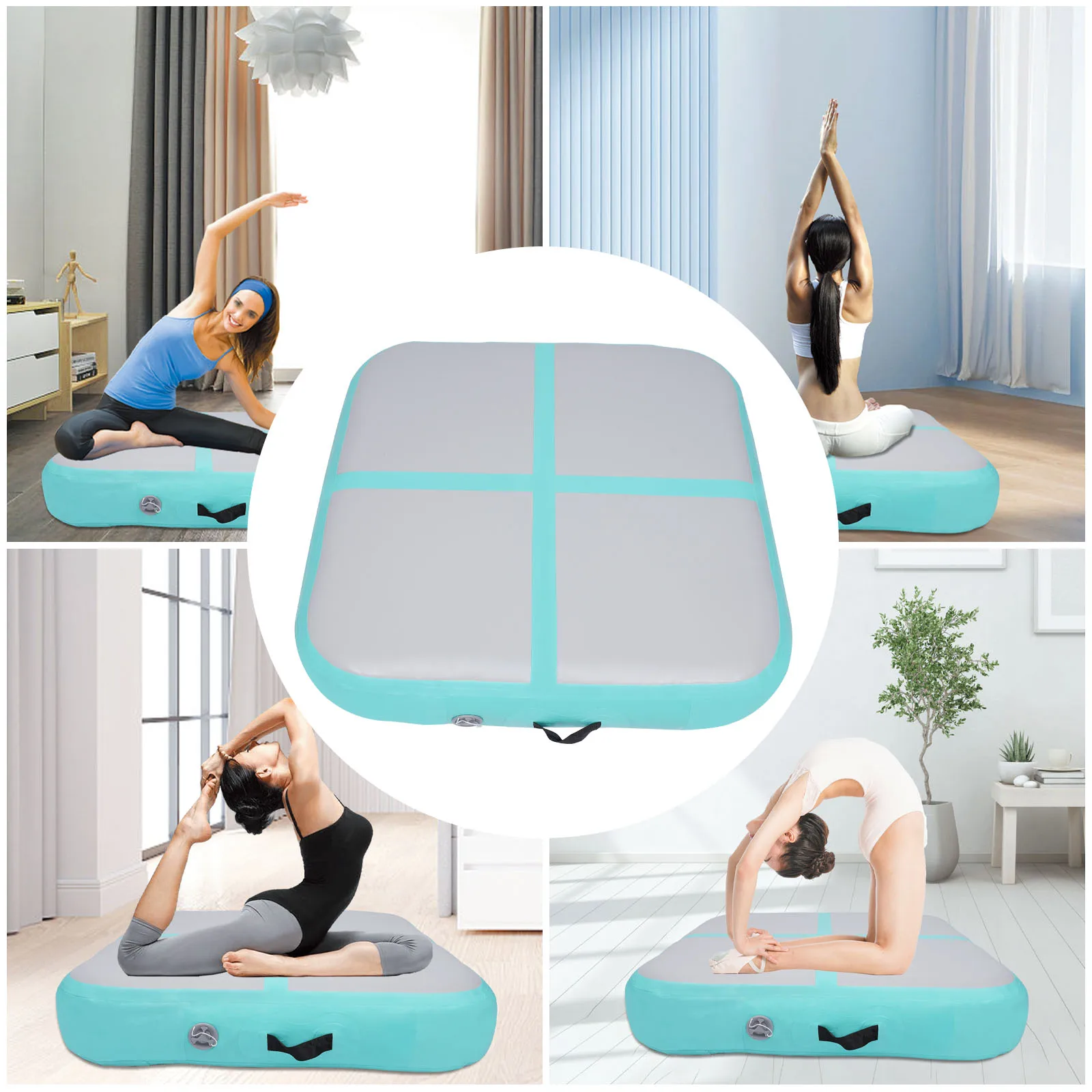 Inflatable Gymnastics Mat, Air Gymnastics Mat Training Mats Tumbling TrackAir Mat for Home Use/Yoga with Electric Air Pump