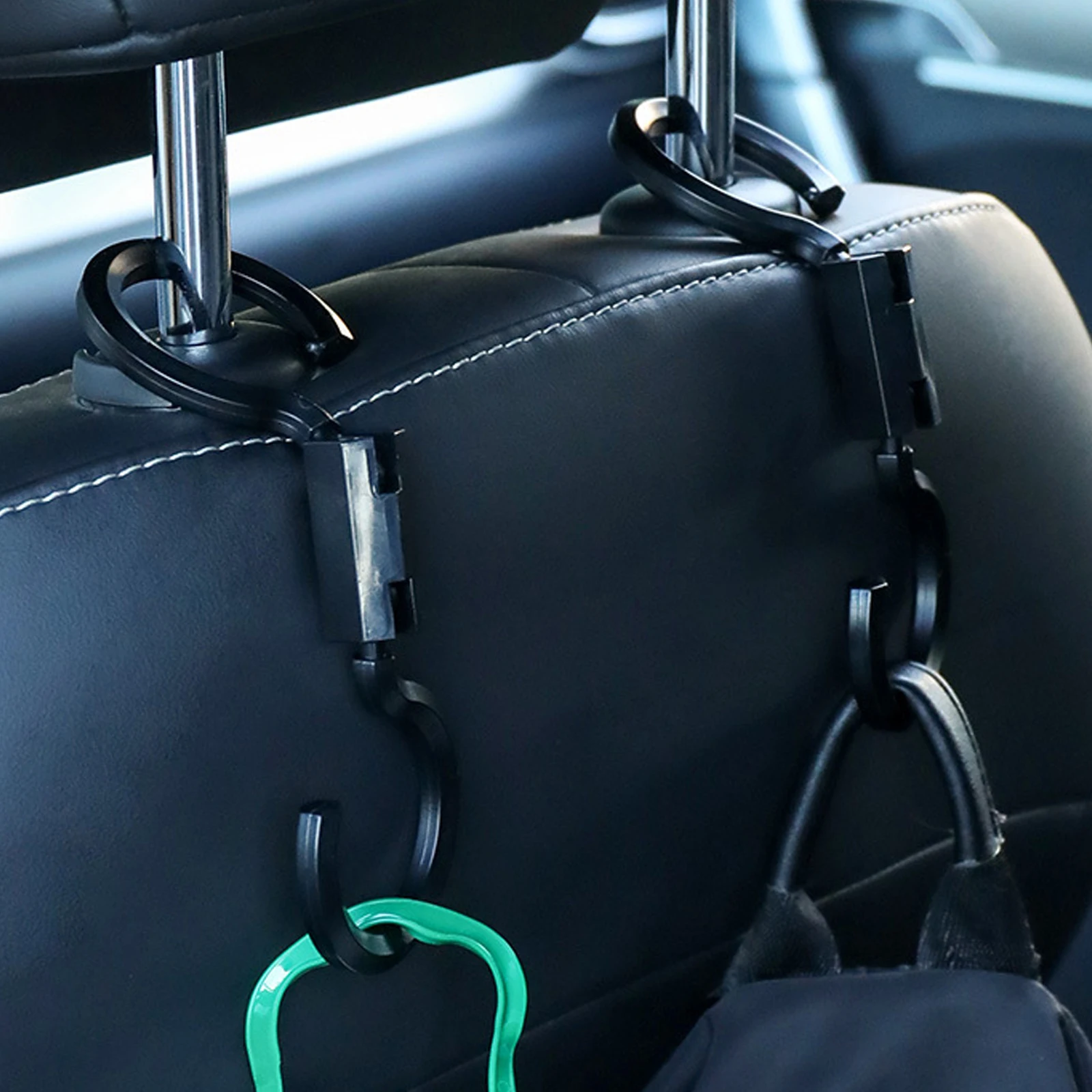 1 pair Car Headrest Hook Seat Back ABS Hook Portable Hanging Clothes Holder Adjustable Rotatable Bedroom Closet Hooks Bear 6 KG