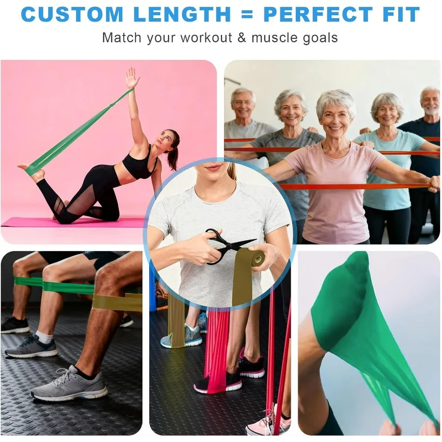 Resistance Bands 25 Yard Roll, Level 1, 2, 3 Professional Latex Physical Therapy Band, Exercise Bands for Working Out, Pilates,