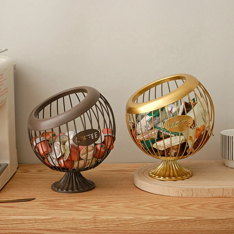 Espresso Capsule Holder Container Counter Coffee Pod Holder Snack Fruit Organizer Kitchen Replacement Parts Gold 2