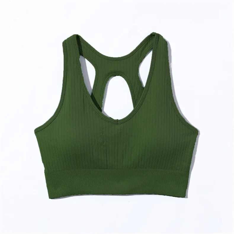 SVEIC Ribbed Sports Bra Yoga Seamless Underwear Gym Tops Women Sportswear Outdoor Vest Fitness Training Running Workout Clothing