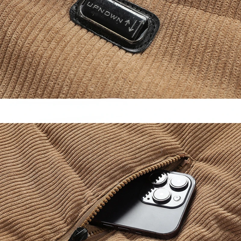 Winter Thick Warm Corduroy Puffer Jacket Men Brand Parkas Bomber Jacket Solid Windproof Loose Outerwear Men Clothing