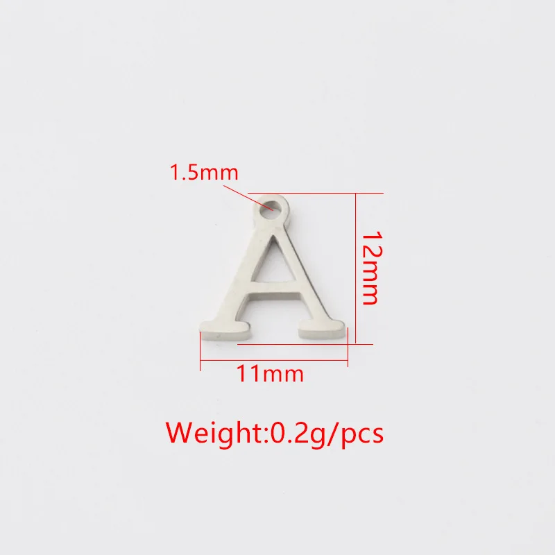 26Pcs/Lot 11*12mm Stainless Steel Mirror Polish A-Z Letter Initials Charms  Alphabet Charms For DIY Making Necklace Bracelets