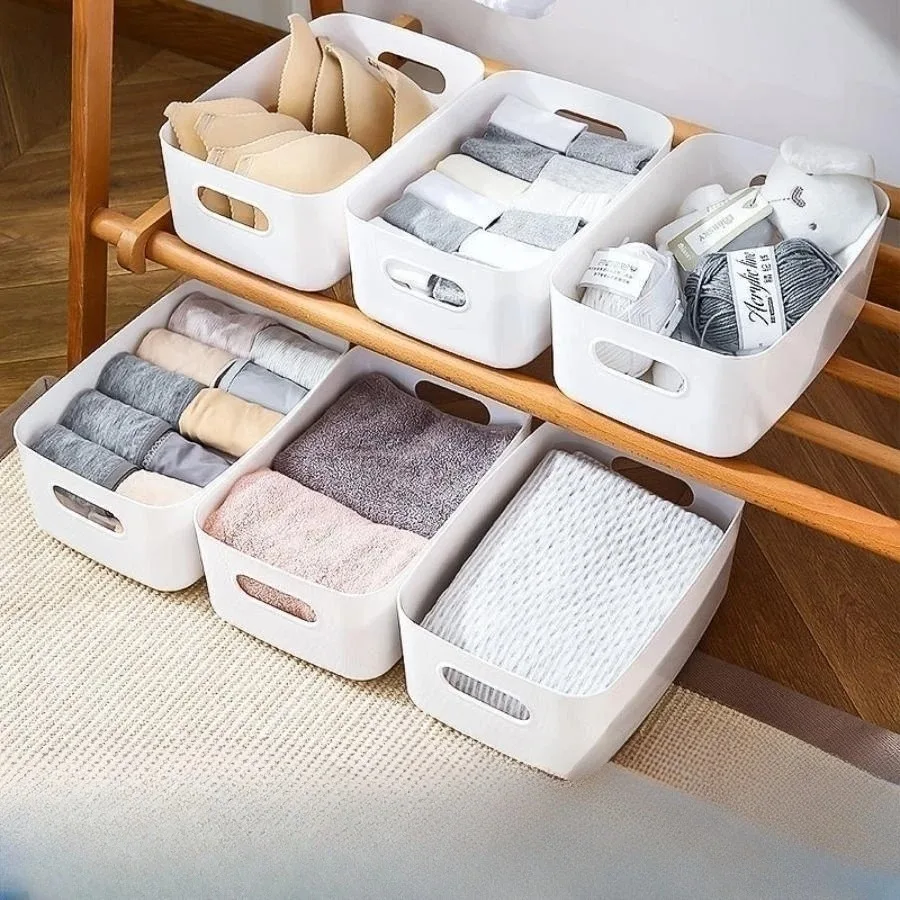 Storage Basket Three Sizes Rectangular Cosmetic sorting box kitchen storage box snack storage basket for Kitchen Bedroom Office 1