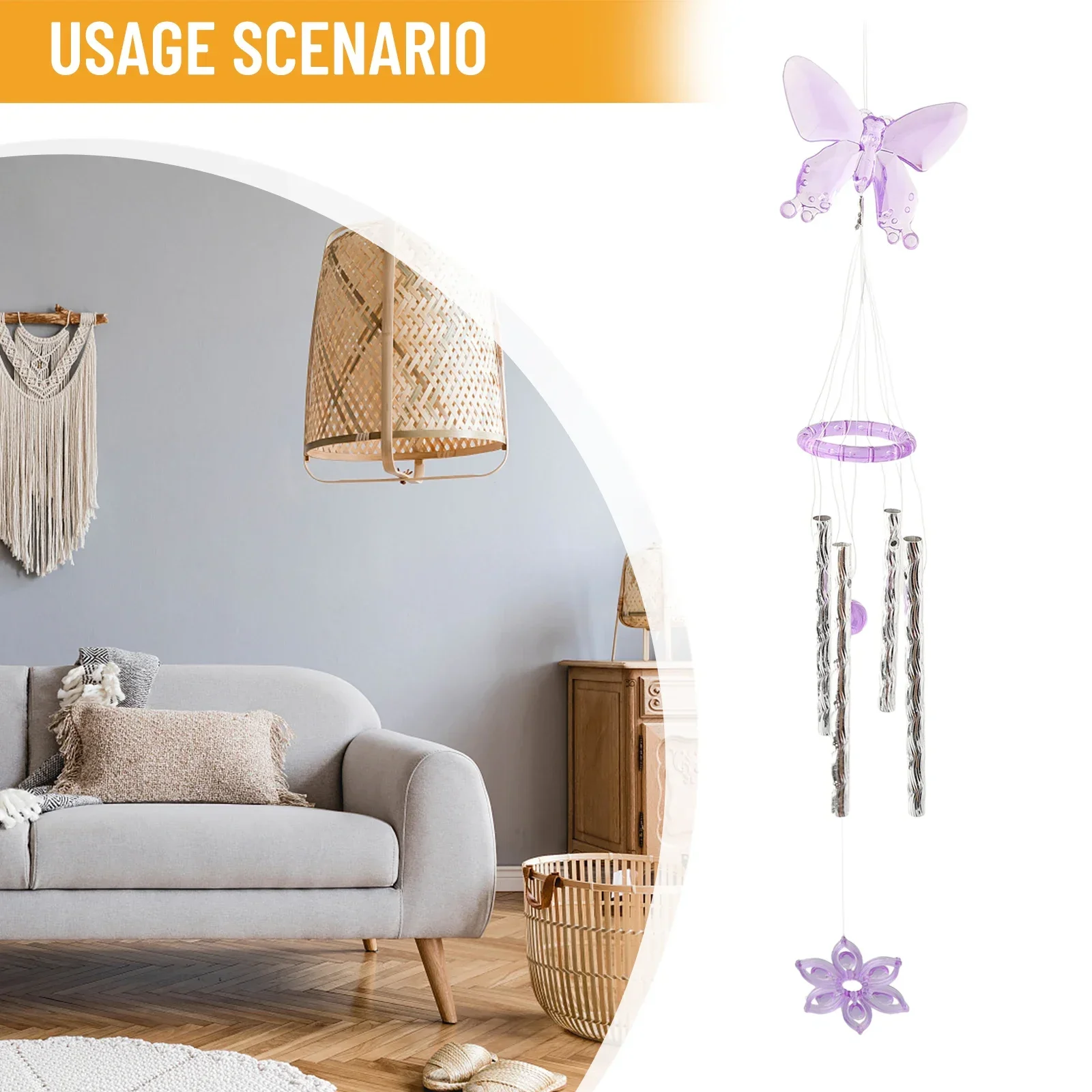 40 Cm 1* Wind Chime Butterfly Chimes Outdoor Yard Garden Home Room Decor Ornament Metal Tubes