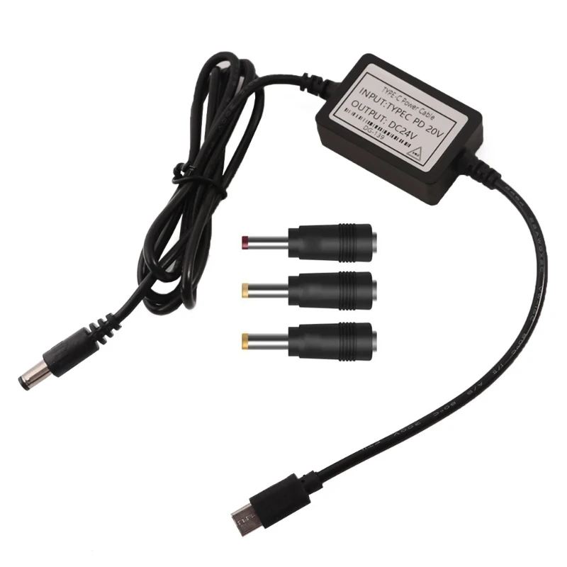 

USB Type C Male to 5.5X2.1mm Male Power Extension Cable Charging Cord Adapter with 3 Adapter H8WD