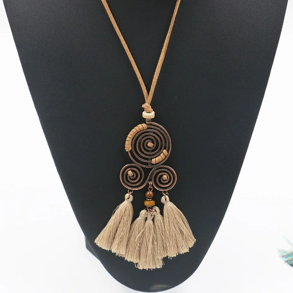 Bohemian Necklace Long Necklace Ethnic Style Necklace Pendant Tassels Necklace Travel Beach Necklace Retro Collar Decor Jewelry - 4