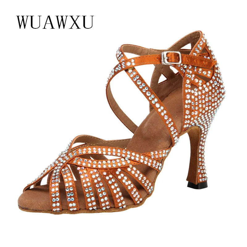 NATASHA Latin dance shoes adult women's dance shoes black hot diamond dance shoes female adult dance shoes high heel soft bottom