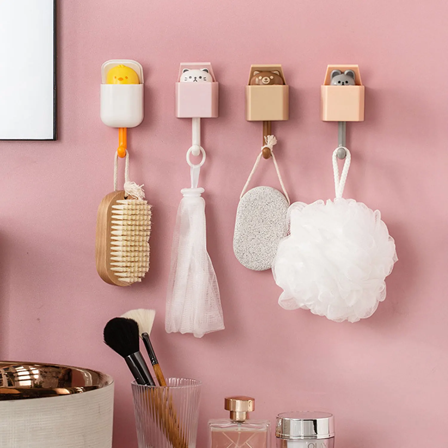 

Creative Self Adhesive Wall Hooks Cute Animal Shape Organizer Hook Hangers Hook Key Umbrella Towel Cap Coat Rack Wall Decoration