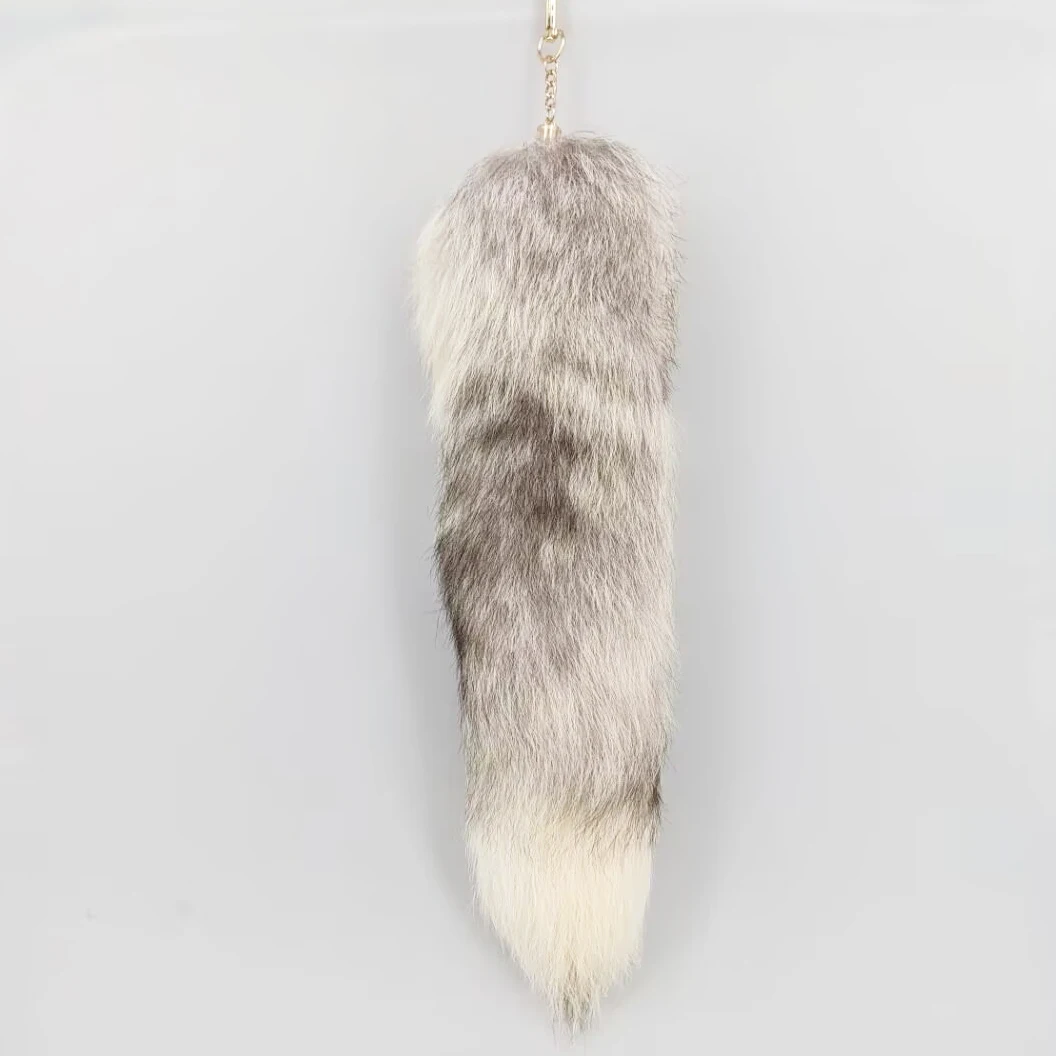 Luxurious Natural Fox Fur Tail Keychain - Chic Y2K Fashion Accessory, 40 cm