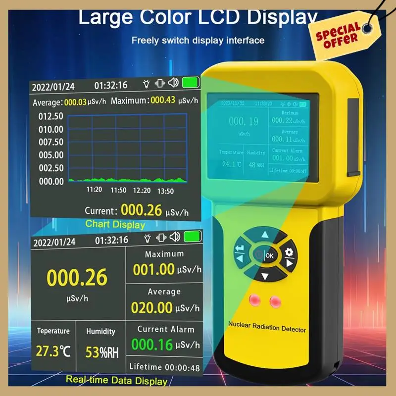 Professional Nuclear Radiation Detector Geiger Counter Radiation Detector With Alarm Set, HP-886A