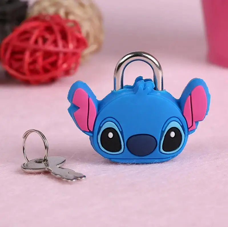 

Disney Cartoon Silicone Padlock Mike Lilo and Stitch Anime Model Mini Metal Anti-theft Luggage Lock