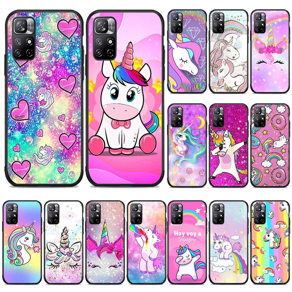 Custodia Morbida In Silicone Arcobaleno Unicorno Rosa Bw-47 Per Iphone 5 5S 6 6S 7 8 Se 14 Plus Pro Max