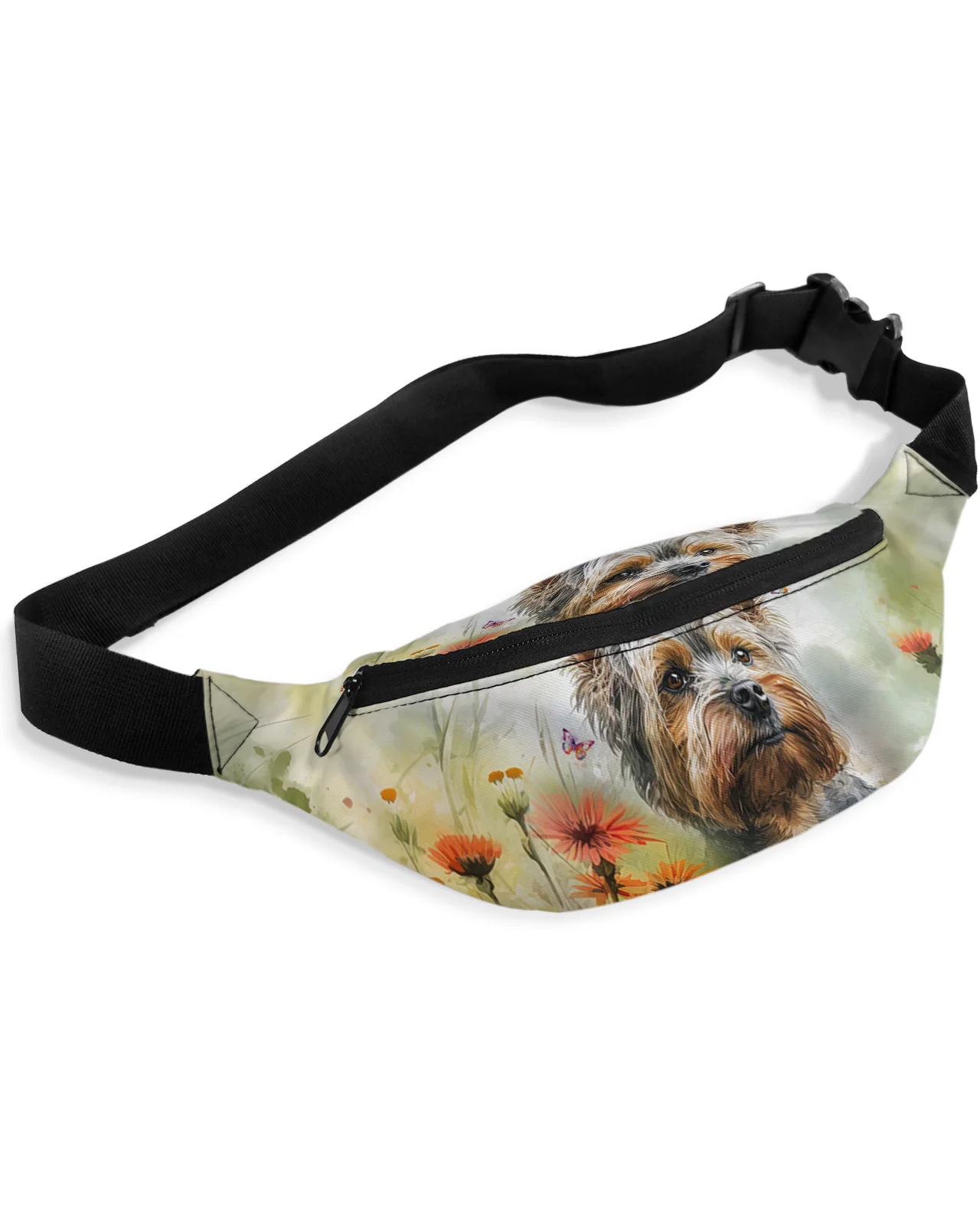 

Flower Pet Dog Watercolor Butterfly Waist Packs for Women Waterproof Outdoor Sports Waist Bag Unisex Crossbody Shoulder Bag