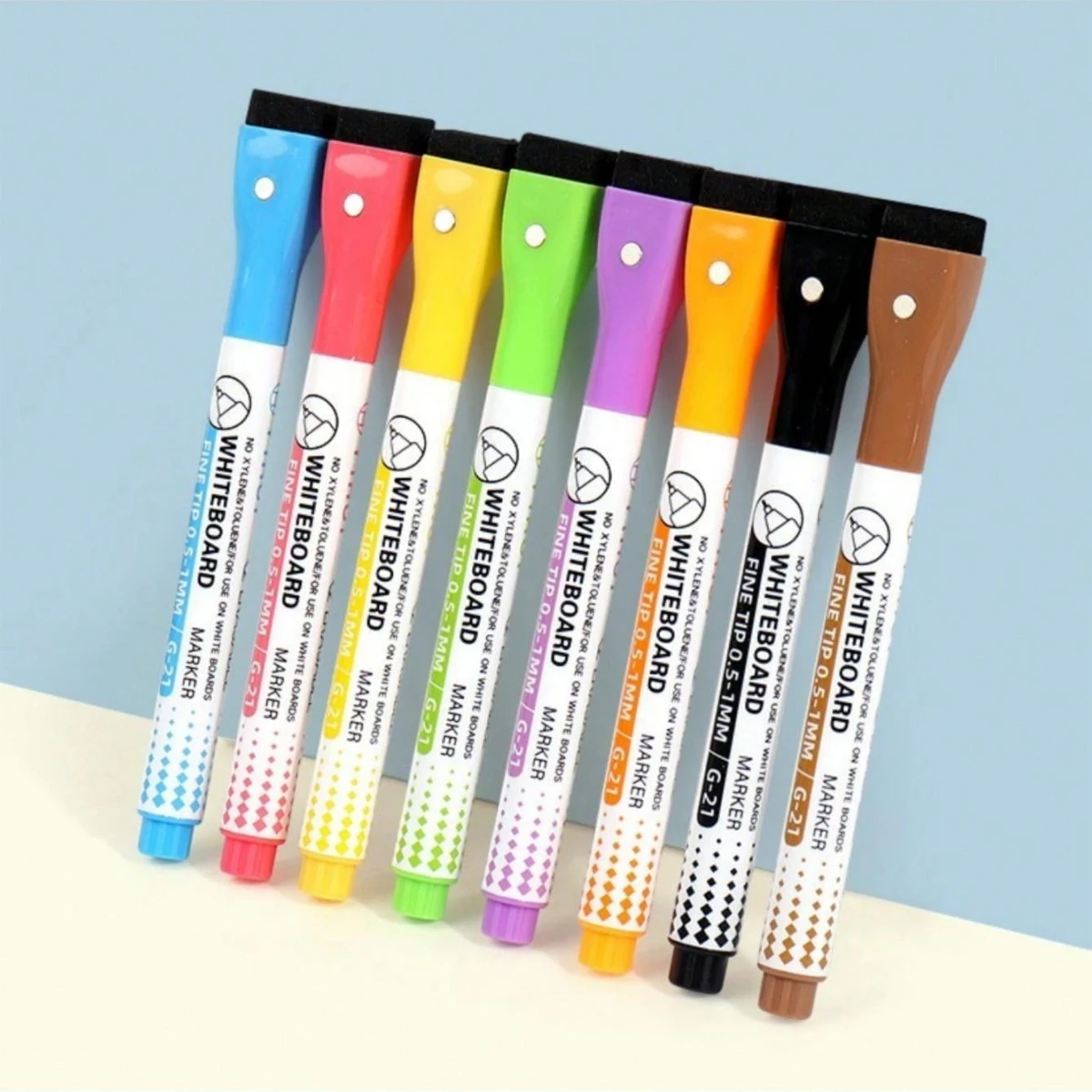 8pcs 0.5mm Magnetic Dry Erase Markers Color/Black Whiteboard Marker Pen Office School White Board Stationery Extra Fine Pens marker pens