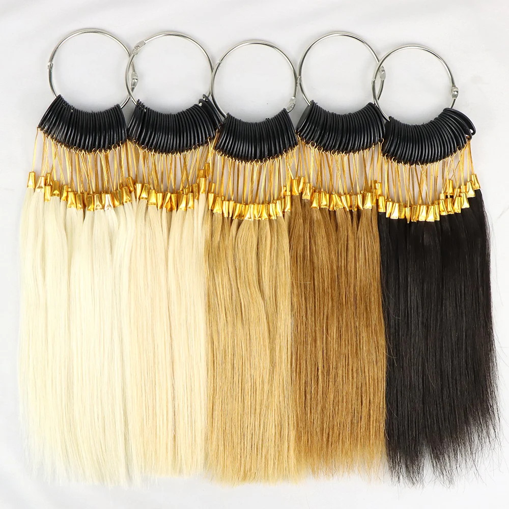 Real Human Hair Swatches Hair Color Plate For Testing Color Ring Samples Kit For Salon Hairdressing Bleach Coloring Practic