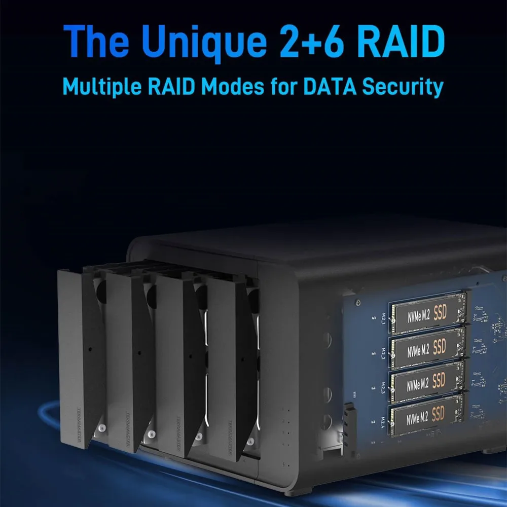 기존 TERRAMASTER D8 하이브리드 8베이 하이브리드 RAlD 인클로저 USB 3.2 Gen 2 10Gbps 유형 C 스토리지 디스크 없음)