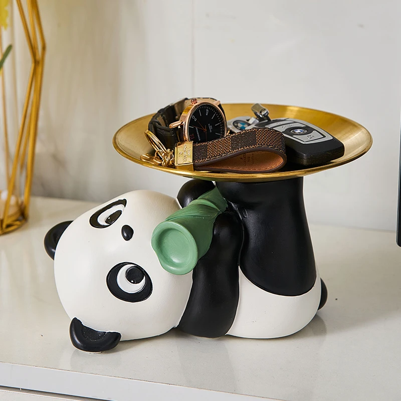 

Nodic Resin Panda Tray Figurines for Interior Entrance Key Desktop Candy Storage Container Home Office Table Decor Accessorie
