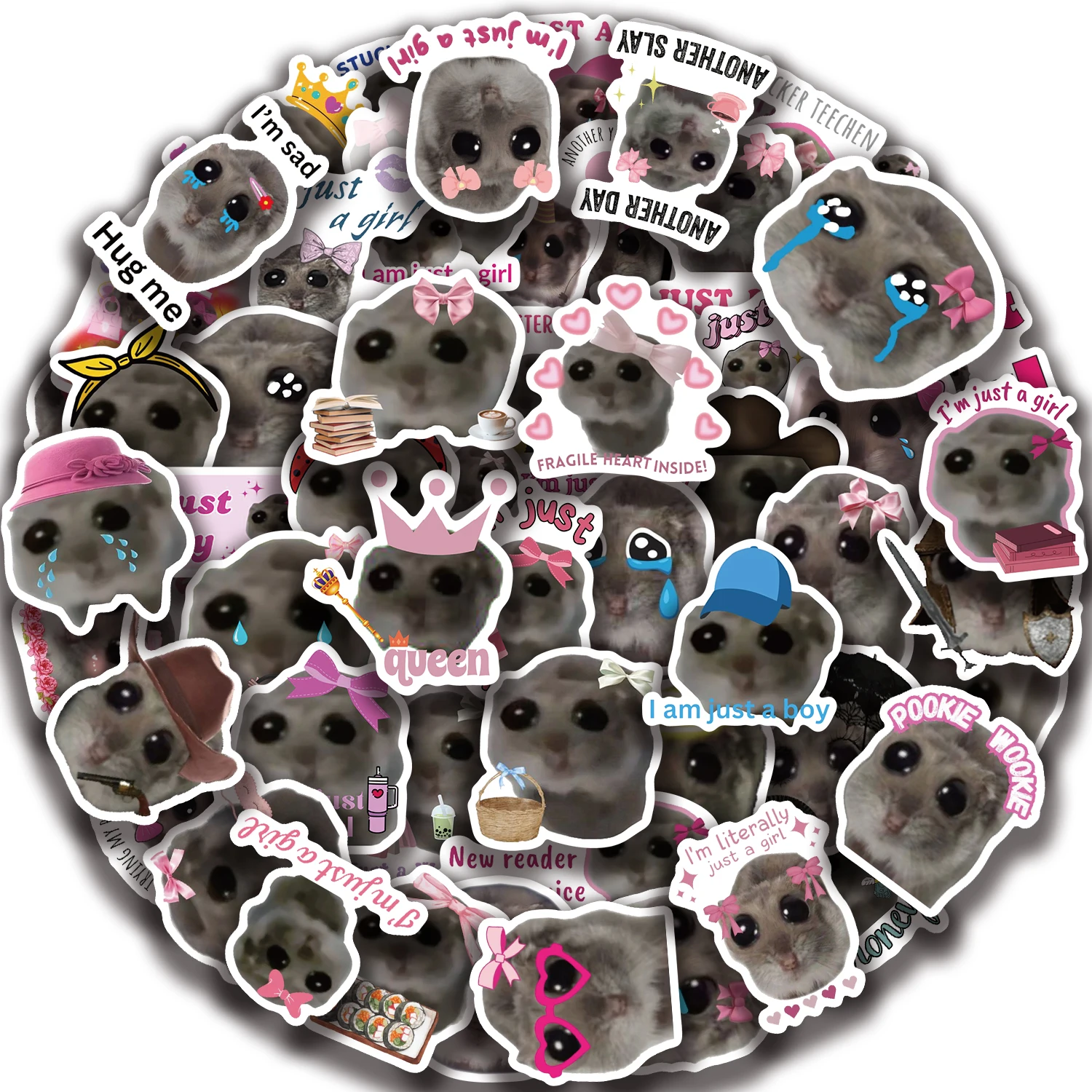 56/112PCS Traurige Hamster Meme Nette Maus Aufkleber Ästhetische Kawaii Aufkleber Niedlichen Cartoon Laptop Gepäck Fahrrad Tagebuch Aufkleber – Detail 12