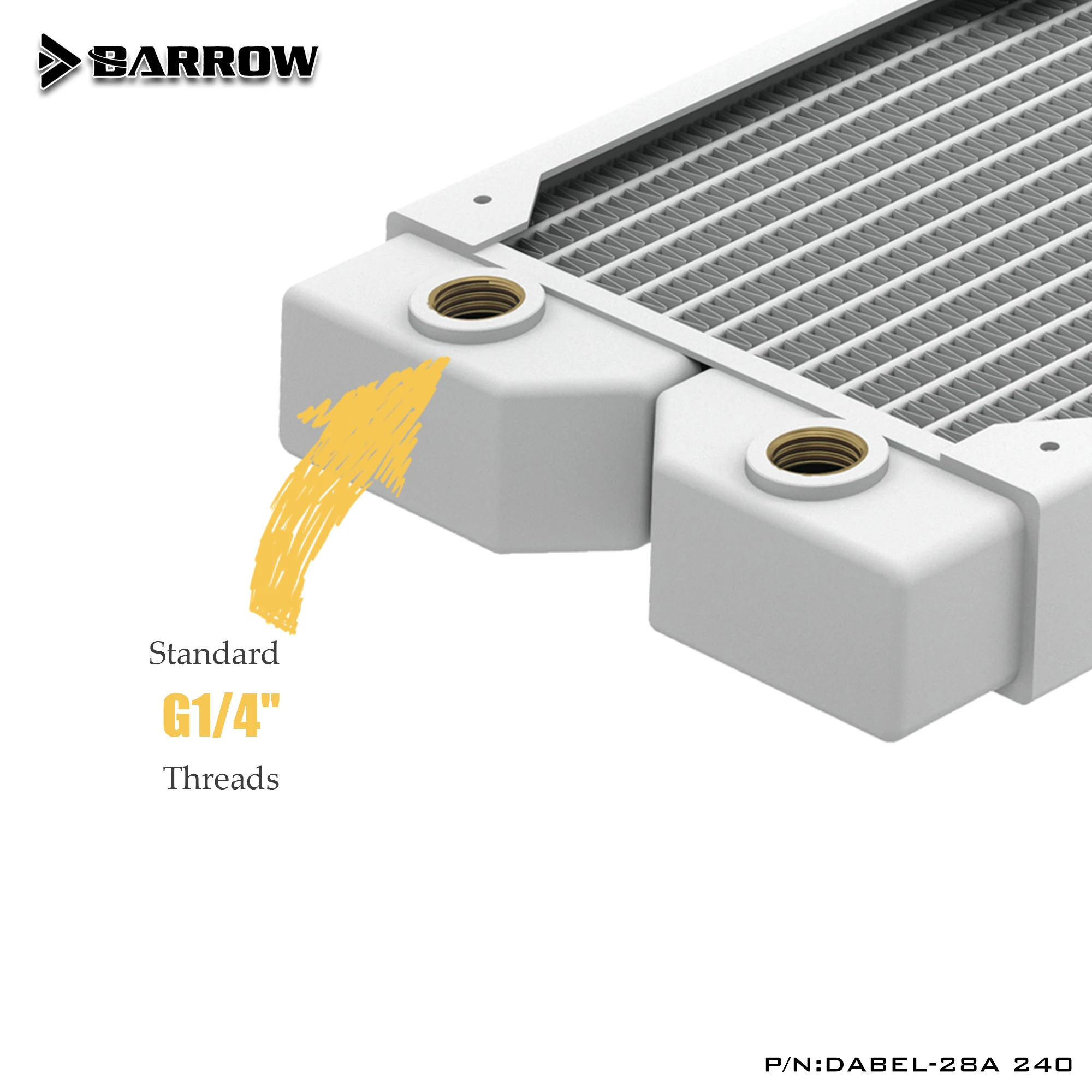 Carrinho de Mão 28 mm Grosso Radiador Cobre g1 Fio Branco Preto 120 240 360 480 mm Computador Radiador Água Refrigeração 120 Ventiladores Dabel28a - Imagem 6