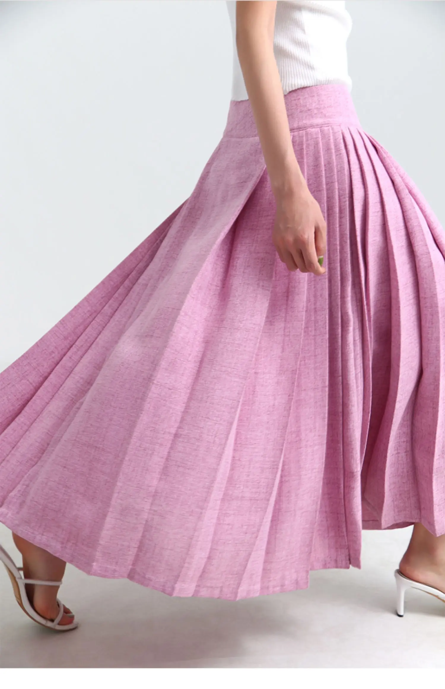 

Women's Fashion Spring Summer Pink Pleated Skirt Female Autumn Winter High Waist Basic Vacation Skirt TB1451