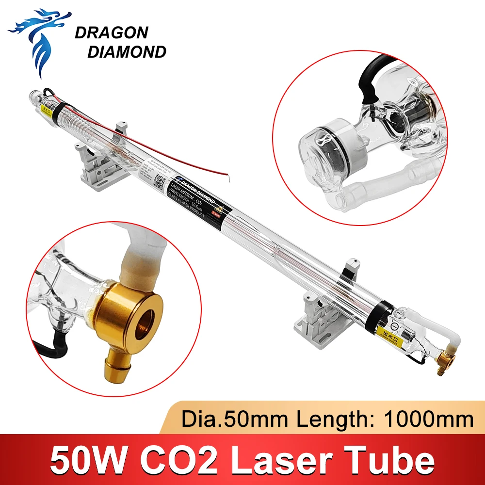 Dragon Diamond 50W Co2 Laser Tube Lunghezza 1000Mm Lampada Laser In Vetro Per Macchina Da Taglio Per Incisione Laser Co2 Serie K40 Alta Qualità