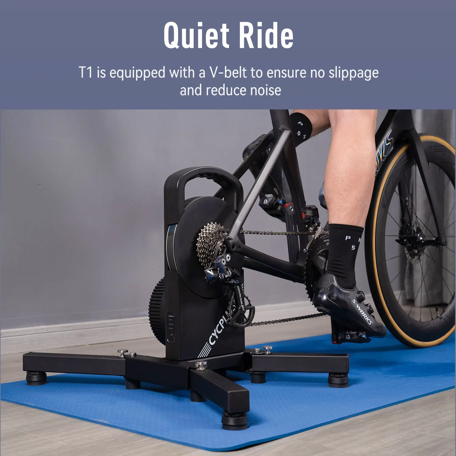 Home Trainer Vélo Intelligent CYCPLUS R200 - Moteur 2200W, Gradient 19%, Double Connectivité BLE/ANT+ | Compatible Zwift