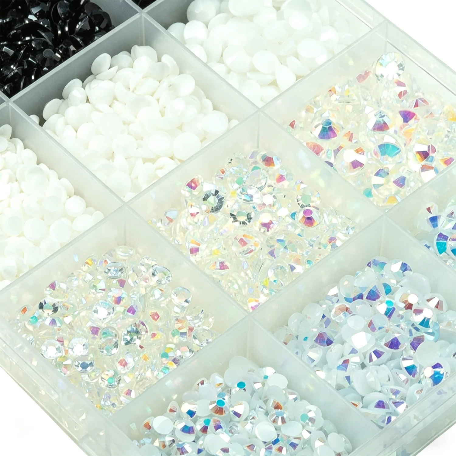 순수 블랙 화이트 3mm 4mm 5mm 플랫백 젤리 레진 라인스톤, 네일아트, 눈, 얼굴 메이크업, DIY 공예, 텀블러용