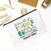 Personalised Makeup Bag Custom Name Cosmetic Case School Pencil Bags Travel Canvas Toiletry Pouch Teachers Day Gift for Teacher 4
