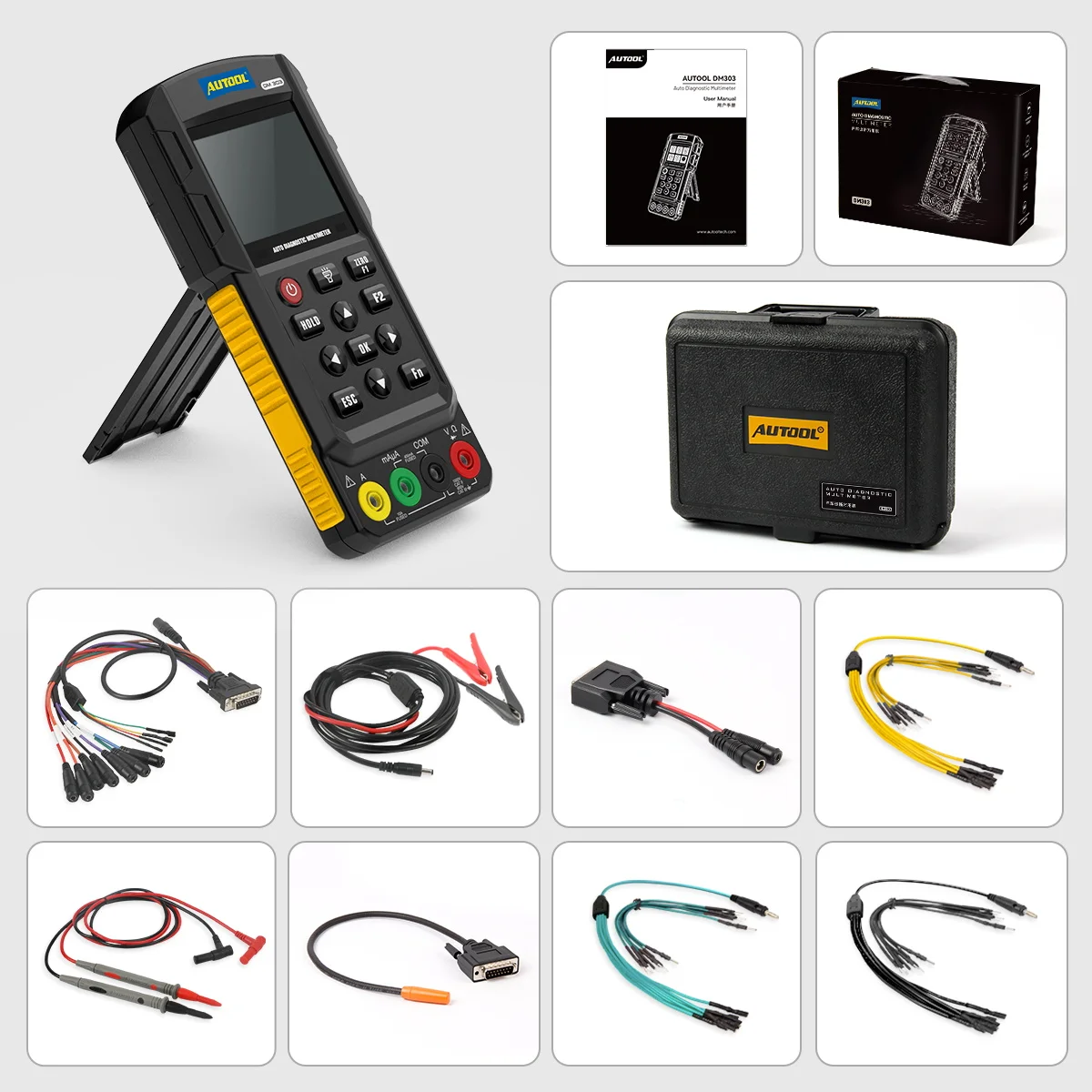 AUTOOL DM303 Multimetro diagnostico per auto Analizzatore motore Oscilloscopio di tensione Test di resistenza diodi Ohmmetro Tester di circuito automatico - immagine 6