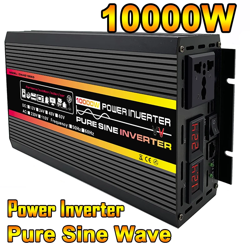 10000WPureSineWavePowerInverter12V24VTo110V220VLargePower