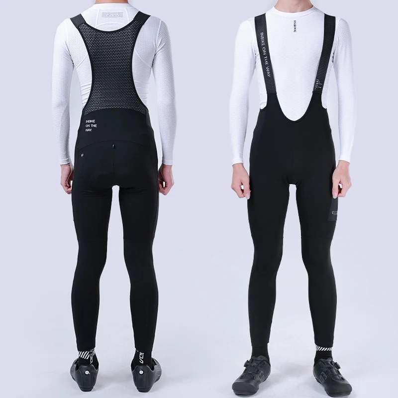 INBIKE Fietsbroek voor heren met 3D-binnenvoering, wielrenbroek met bandjes, ademend, sneldrogend, zomerfietskleding, Zwart-drie zakken, XL slank
