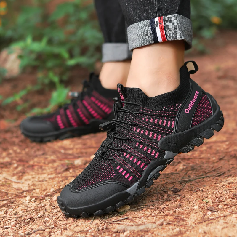 Hiking Shoes Men\'s Outdoor Sneakers Walking Shoes Trail Running Shoes Hiking Non-slip Fitness Walking Jogging Socks Sneakers