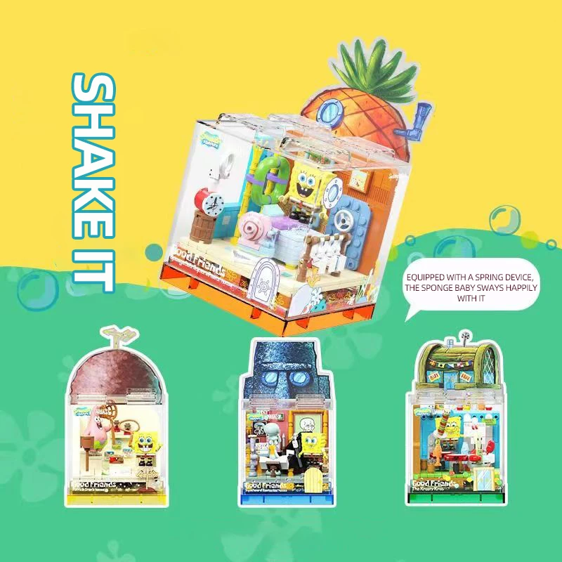 Spongebob Building Blocks Patrick Star Krusty Krab Squidward Tentacles Room Model Bricks Set Desktop Ornaments Kids Toys Gifts 4