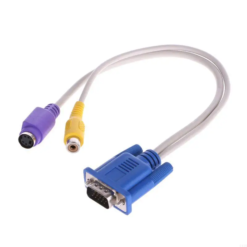 K43B Durable PC/LAPTOP VGA SVGA TO VGA Male to S-Video RCA Converter Cable AdapterA Composite Out Converter Cable