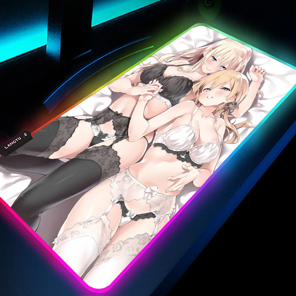 

Kawaii Desk Mat Office Accessories Mouse Pad Rgb Computer Laptop Sexy Girls Nootbook Gamer Deskpad Surface for Computer Mouse