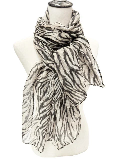 Scialle Donna Leggero Con Stampa Leopardata - Sciarpa Floreale Per Estate, Viaggi E Protezione Solare - Foto 3