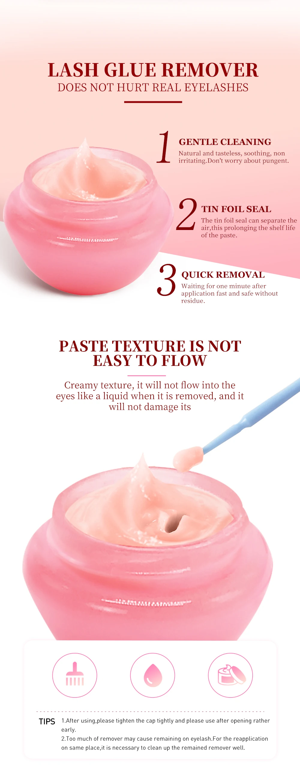GTGDHNY Eyelash Glue Remover Quick Unloading Adhesive Professional Cream Remover for Eyeslashes De Pestaña Makeup Tools