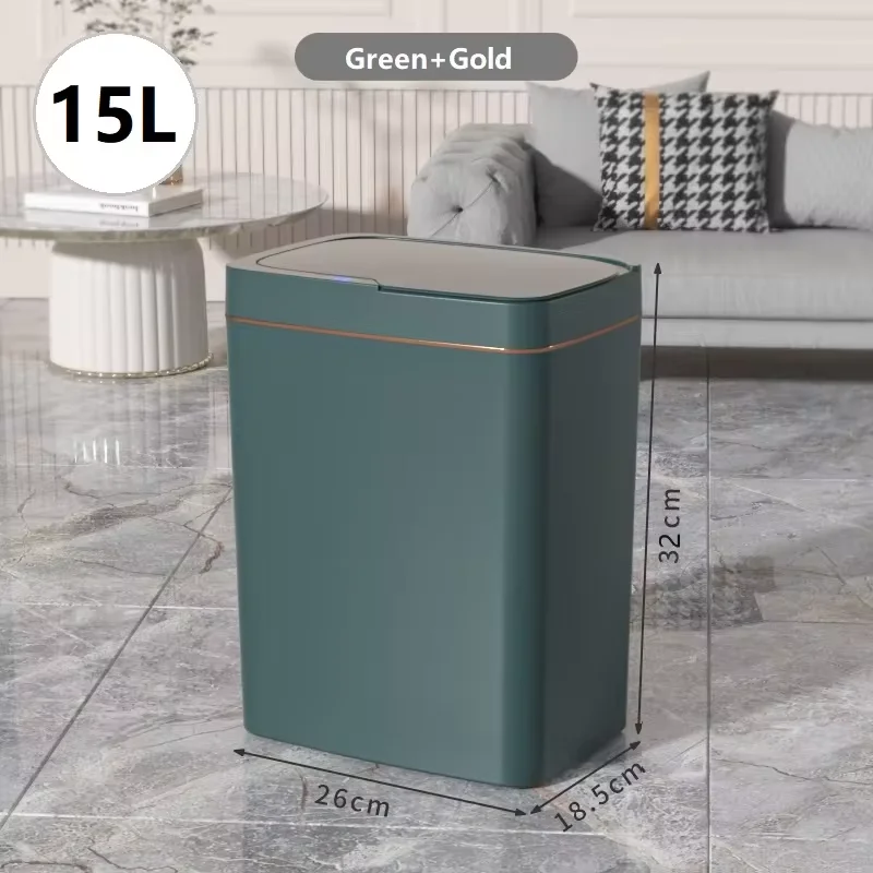15L Smart Bathroom Trash Can Non-Contact Narrow Smart Sensor Trash Can Home Automatic Bagging Electronic