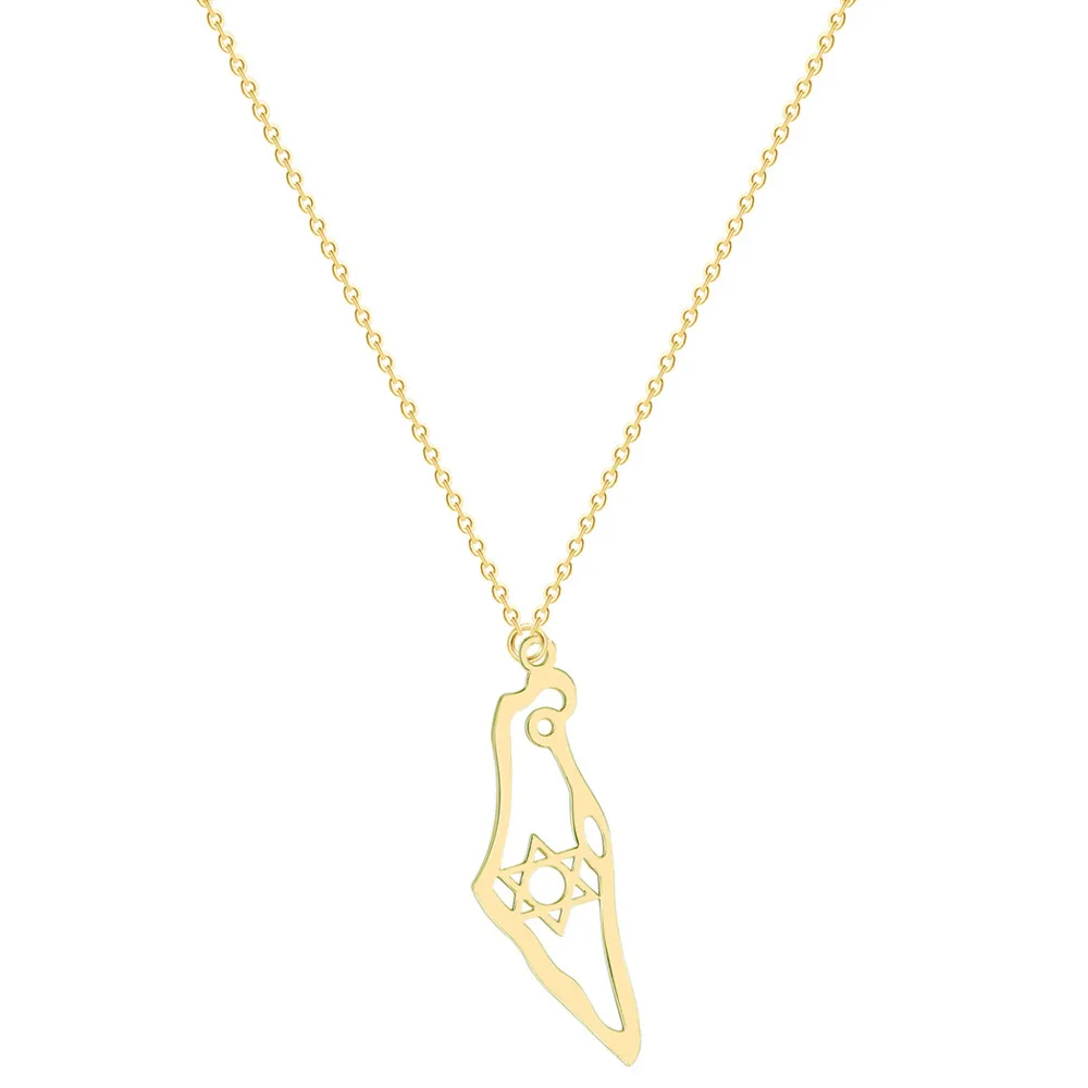 

Israel Map Necklace For Women Vintage Hollow Magen David Star Israel Map Pendant Necklace Chain Collar Jewelry Femelle Bijoux